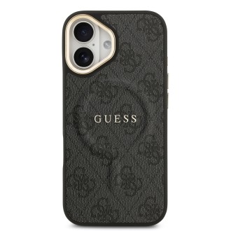 Guess PU Leather 4G Gold Frame MagSafe Zadní Kryt pro iPhone 17 – černá