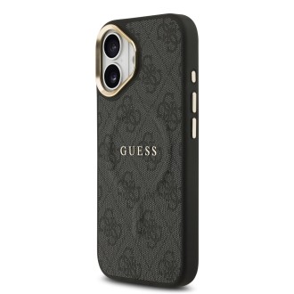 Guess PU Leather 4G Gold Frame MagSafe Zadní Kryt pro iPhone 17 – černá