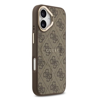 Guess PU Leather 4G Gold Frame MagSafe Zadní Kryt pro iPhone 17 – hnědá