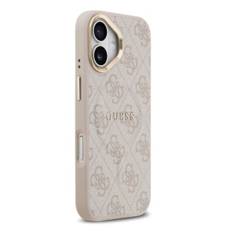 Guess PU Leather 4G Gold Frame MagSafe Zadní Kryt pro iPhone 17 – růžová
