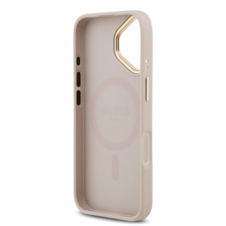 Guess PU Leather 4G Gold Frame MagSafe Zadní Kryt pro iPhone 17 – růžová