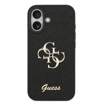 Guess PU Fixed Glitter 4G Metal Logo Zadní Kryt pro iPhone 17 – černá