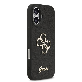 Guess PU Fixed Glitter 4G Metal Logo Zadní Kryt pro iPhone 17 – černá