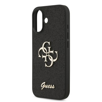 Guess PU Fixed Glitter 4G Metal Logo Zadní Kryt pro iPhone 17 – černá