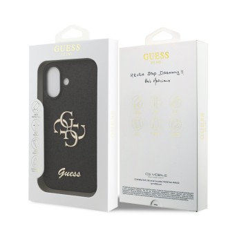 Guess PU Fixed Glitter 4G Metal Logo Zadní Kryt pro iPhone 17 – černá