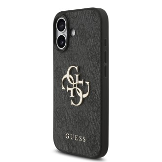 Guess PU 4G Metal Logo Strap Zadní Kryt pro iPhone 17 – černá