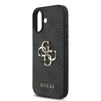 Guess PU 4G Metal Logo Strap Zadní Kryt pro iPhone 17 – černá