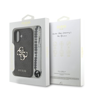 Guess PU 4G Metal Logo Strap Zadní Kryt pro iPhone 17 – černá