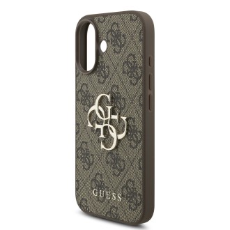 Guess PU 4G Metal Logo Strap Zadní Kryt pro iPhone 17 – hnědá