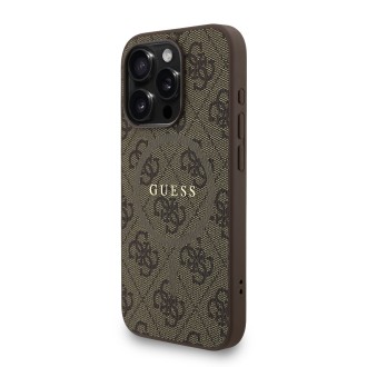 Guess PU Leather 4G Colored Ring Strap MagSafe Zadní Kryt pro iPhone 15 Pro – hnědá