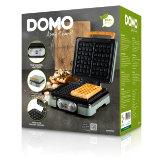 Vaflovač 4x7 s termostatem a časovačem - zelený - DOMO DO9279W