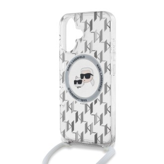 Karl Lagerfeld IML Monogram Crossbody K&CH Heads MagSafe zadní kryt pro iPhone 16 – průhledná