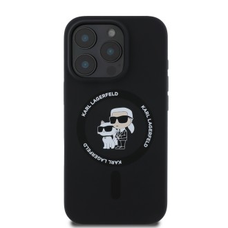 Karl Lagerfeld Liquid Silicone Karl and Choupette MagSafe zadní kryt pro iPhone 16 Pro – černá