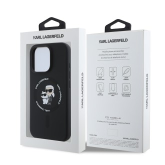 Karl Lagerfeld Liquid Silicone Karl and Choupette MagSafe zadní kryt pro iPhone 16 Pro – černá