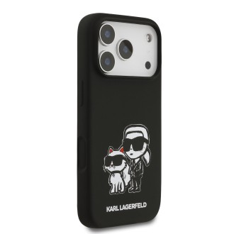 Karl Lagerfeld Liquid Silicone K&CH Sketch MagSafe zadní kryt pro iPhone 17 Pro – černá