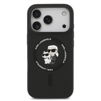 Karl Lagerfeld Liquid Silicone Karl and Choupette MagSafe zadní kryt pro iPhone 17 Pro – černá