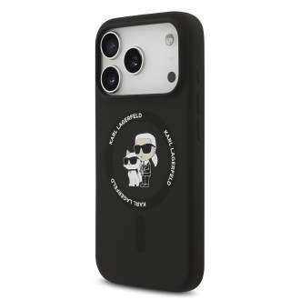 Karl Lagerfeld Liquid Silicone Karl and Choupette MagSafe zadní kryt pro iPhone 17 Pro – černá