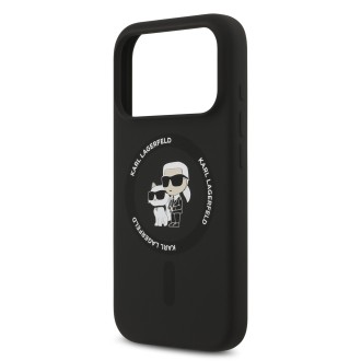 Karl Lagerfeld Liquid Silicone Karl and Choupette MagSafe zadní kryt pro iPhone 17 Pro – černá
