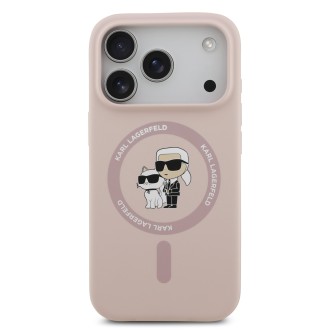 Karl Lagerfeld Liquid Silicone Karl and Choupette MagSafe zadní kryt pro iPhone 17 Pro – růžová