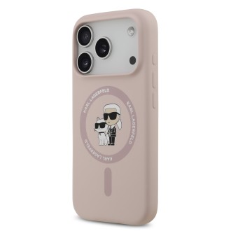 Karl Lagerfeld Liquid Silicone Karl and Choupette MagSafe zadní kryt pro iPhone 17 Pro – růžová
