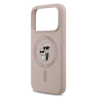 Karl Lagerfeld Liquid Silicone Karl and Choupette MagSafe zadní kryt pro iPhone 17 Pro – růžová