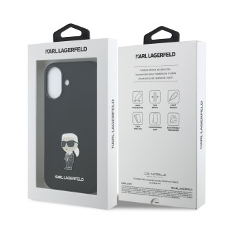 Karl Lagerfeld Liquid Silicone Metal Ikonik zadní kryt pro iPhone 17 – černá