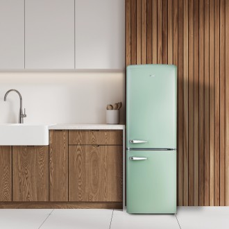 Retro lednice s mrazákem - D - 202 l - zelená - PR196RKMG