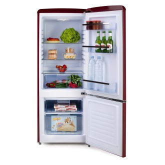 Retro lednice s mrazákem dole - bordó - DOMO DO91707R