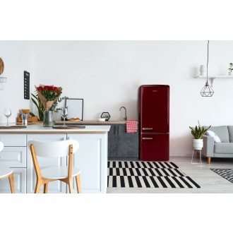 Retro lednice s mrazákem dole - bordó - DOMO DO91707R