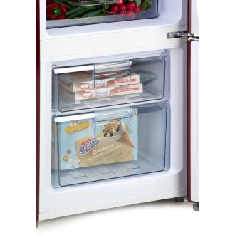 Retro lednice s mrazákem dole - bordó - DOMO DO91707R