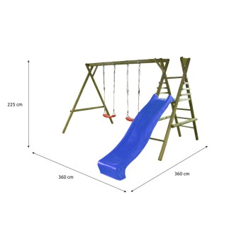 Dětská dřevěná houpačka Marimex 11 se skluzavkou