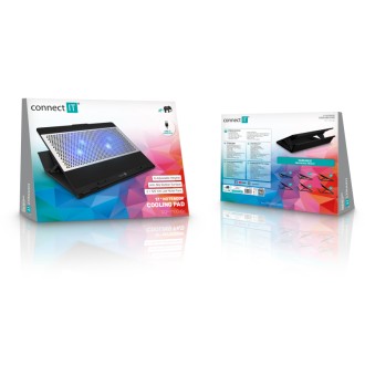 Connect IT FrostBlast chladicí podložka pod notebook s modrým podsvícením – černá
