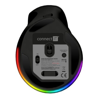 Connect IT For Health Cloudy Left bezdrátová vertikální myš pro leváky – černá