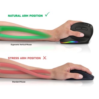 Connect IT For Health Cloudy Left bezdrátová vertikální myš pro leváky – černá