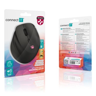 Connect IT For Health Cloudy Left bezdrátová vertikální myš pro leváky – černá