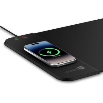 Connect IT CHARGE nabíjecí podložka pod klávesnici a myš, vel. L (800 × 300 mm) – černá