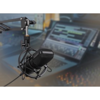 Connect IT ProMic USB Mikrofon se stolním ramenem – černá