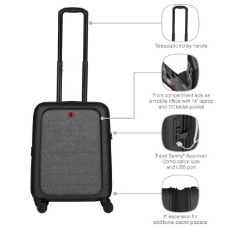 Wenger Syntry cestovní kufr vel. S (Carry-On / Příruční) – černá/šedá
