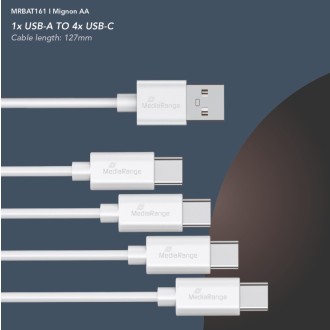 MediaRange nabíjecí USB-C Li-Ion baterie Mignon AA, 1,5V, 1400 mAh – 4ks