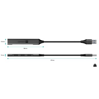 Connect IT USB-A hub (1x USB-A 3.0, 3x USB-A 2.0), externí - antracitová