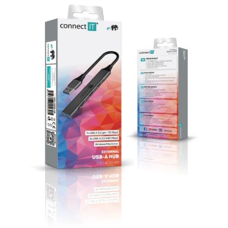 Connect IT USB-A hub (1x USB-A 3.0, 3x USB-A 2.0), externí - antracitová