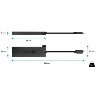 Connect IT USB-C hub 5v1 (USB-C, 3x USB-A, HDMI), externí - antracitová