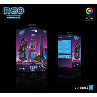Connect IT NEO Stand-It RGB stojánek na sluchátka + USB hub - černá
