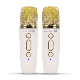 Connect IT 2Mic bezdrátový mini party karaoke reproduktor + 2x mikrofon - béžová