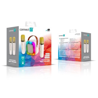 Connect IT 2Mic bezdrátový mini party karaoke reproduktor + 2x mikrofon - béžová