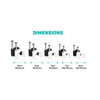 Connect IT Cable Clip příchytky na kabely, černá/bílá - 700 ks