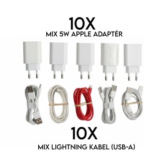 Mix 10x Apple adaptér 5W + Lighnitng kabel (USB-A)