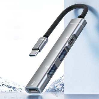 USB-C Hub Earldom ET-HUB19, 4 porty – šedá