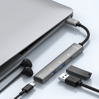 USB-C Hub Earldom ET-HUB19, 4 porty – šedá