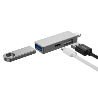 USB-C Hub WiWU T02 Pro, 3x USB 3.0 – šedá
